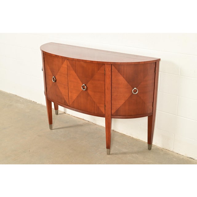 A beautiful French Regency Louis XVI style demilune cabinet or sideboard By Ethan Allen USA, Circa Late 20th Century...