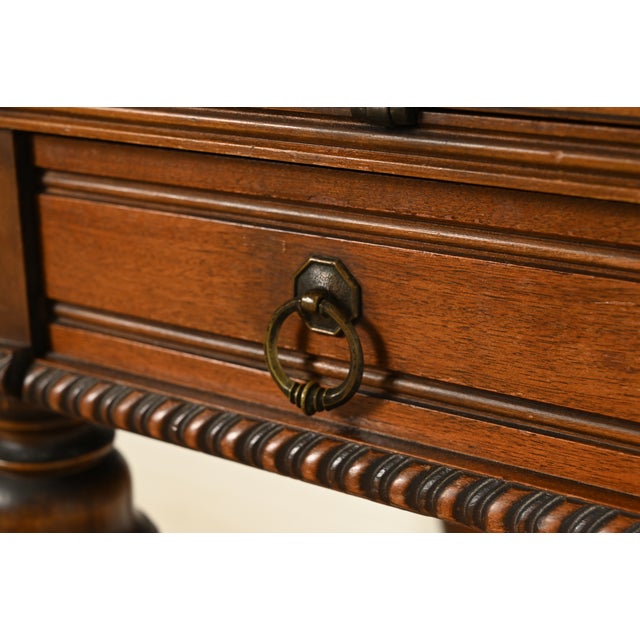 Grand Rapids Chair Co. Antique Victorian Carved Walnut Slant Front Writing Desk, Circa 1930s For Sale - Image 9 of 15