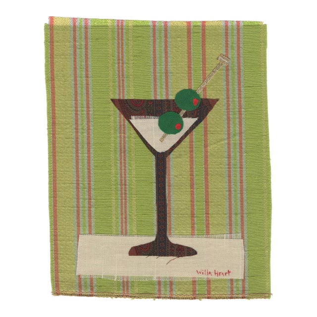Sally the Martini by Willa Heart in Brimfield Black Frame, Mini Art Print For Sale