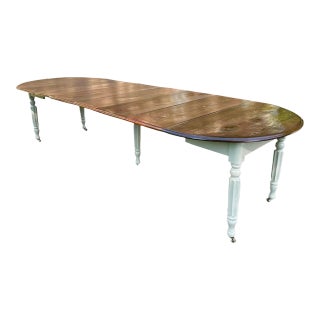 Late 1800s French Chestnut Dining Table - 12 Feet Long With Extension Leaves For Sale