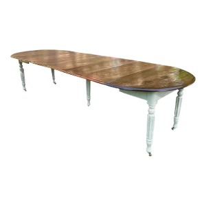 Late 1800s French Chestnut Dining Table - 12 Feet Long With Extension Leaves