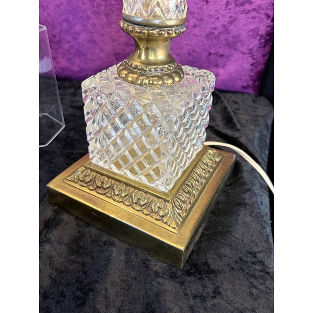 Mid 20th Century Hollywood Regency Crystal & Brass Four‑Arm Candelabra Lamps With Black Fringe Shades — A Dramatic Pair For Sale - Image 12 of 12