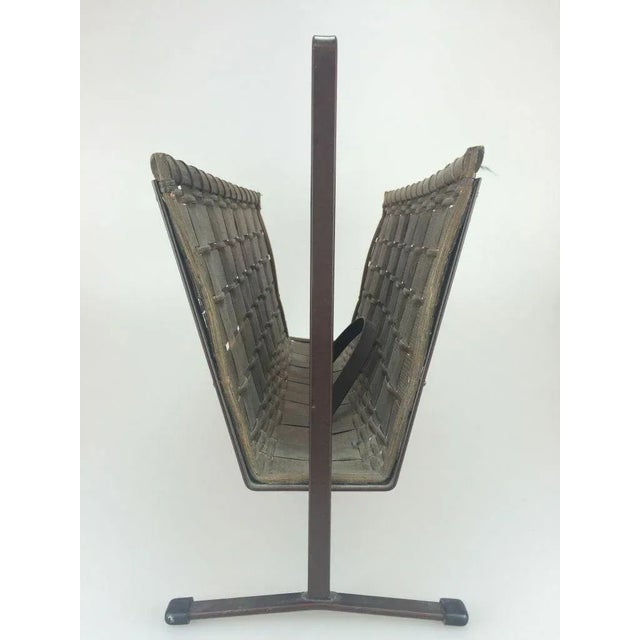Mid-Century Newspaper Stand in Braided Metal For Sale - Image 4 of 6