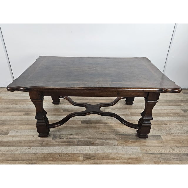 Low Inlaid Walnut Coffee Table with Crossed Legs, 1950s For Sale - Image 16 of 16
