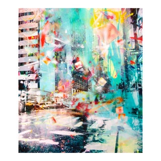 Double Tree, Colorful Hand-Painted Photograph, New York Scene, 2017 For Sale