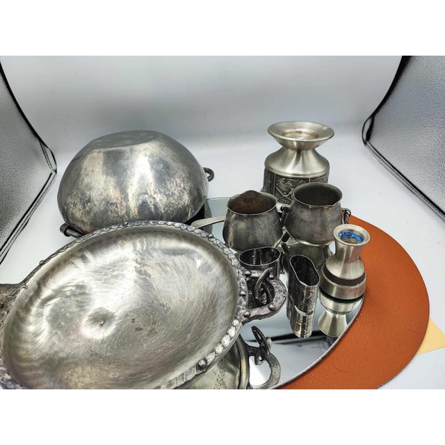 Handmade Tin and Pewter Set, Norway, 1970s, Set of 8 For Sale - Image 3 of 17