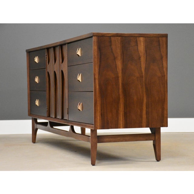 1960s 1960s Refinished Broyhill Brasilia 66” Walnut Dresser Credenza For Sale - Image 5 of 12