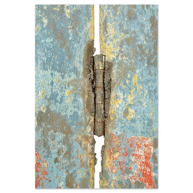 Antique Two-Panel Wooden Screen with Blue Patina For Sale - Image 6 of 7
