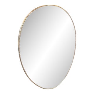 1960s Giò Ponti Style Mid-Century Modern Brass Italian Oval Wall Mirror For Sale