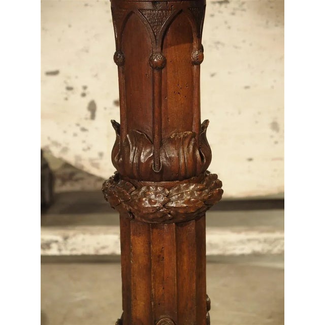 Gothic Antique Circular Genoese Carved Wood and Marble Table, Circa 1820 For Sale - Image 3 of 13