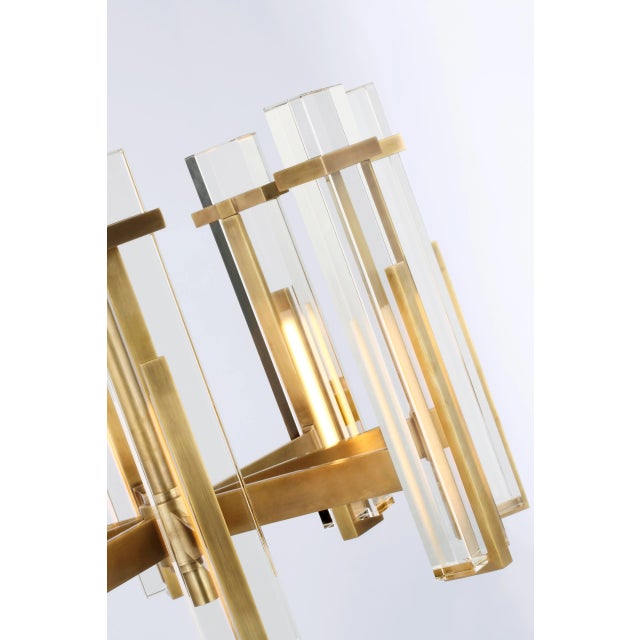 Modern Ian K. Fowler for Visual Comfort Signature Malik Medium Chandelier in Hand-Rubbed Antique Brass with Crystal For Sale - Image 3 of 4