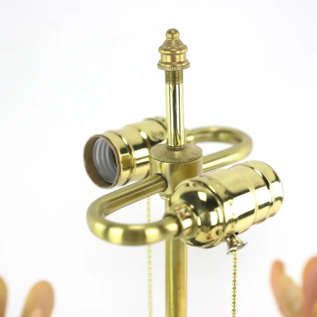 Vintage Brunschwig & Fils Toleware Flower Table Lamp, Yellow and Pink Tulip Design For Sale - Image 4 of 9