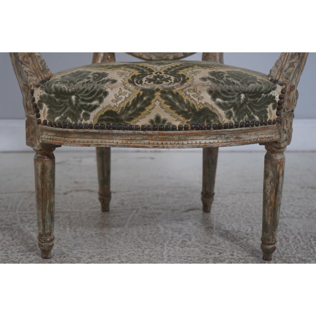 Pair Vintage French Louis XVI Painted Armchairs For Sale - Image 10 of 18