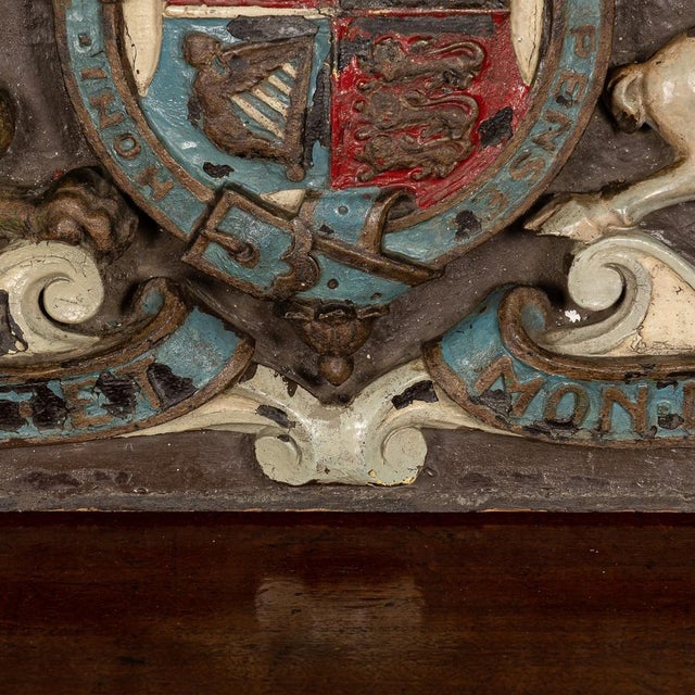 Blue 19th Century Victorian Carved Wood & Painted Royal Warrant, 1830s For Sale - Image 8 of 18