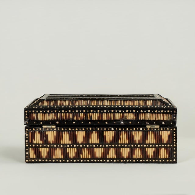 Exceptional 19th century Anglo Indian writing box handcrafted in ebony and intricately decorated with porcupine quills and...