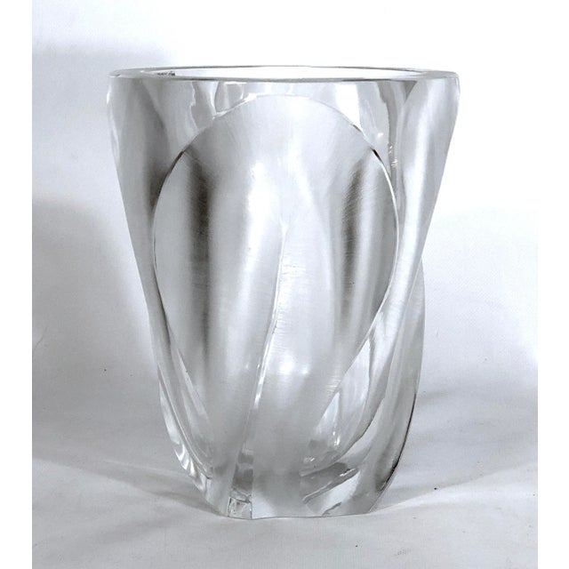 Polished and Frosted Crystal Glass Ingrid Vase from Lalique, 1960s For Sale - Image 14 of 15