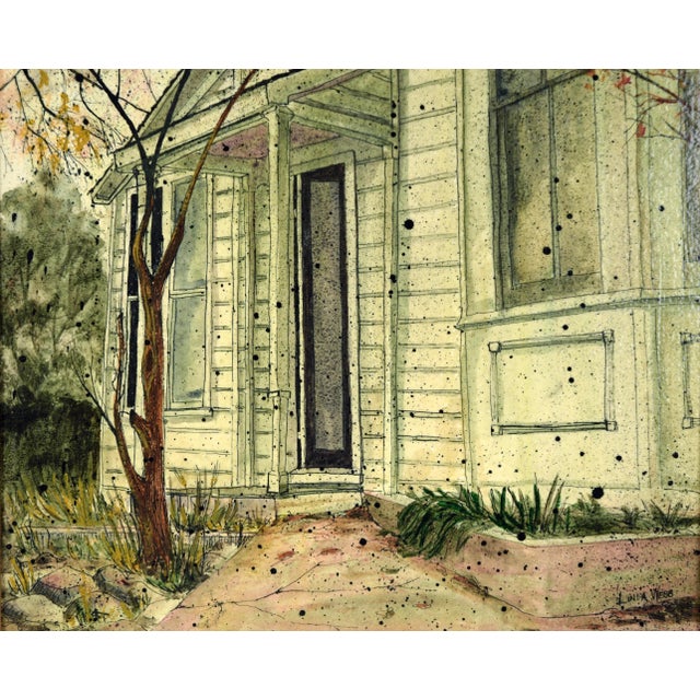 Green Victorian House With Autumn Leaves by Linda Webb For Sale - Image 4 of 7