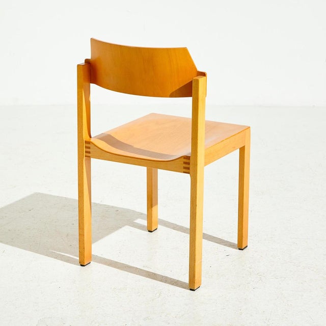 Stackable Oak Chair, 1970s For Sale - Image 4 of 18