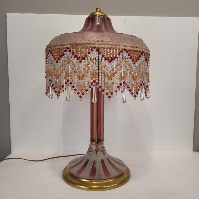 1940s Art Nouveau Bent Glass and Acid Etching Table Lamp from Suberville, France, 1940s For Sale - Image 5 of 18