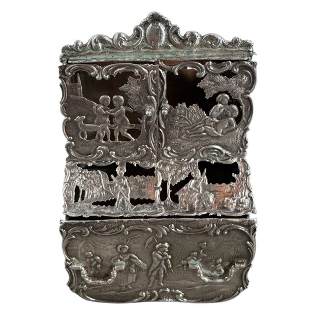 The 1887 Hooikaas Silver Bureau: An Architectural Miniature in Repoussé For Sale - Image 4 of 17