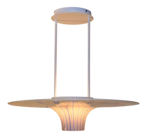 Mid-Century Modern Blue-Grey Filigree Murano Due Glass Pendant Lamp