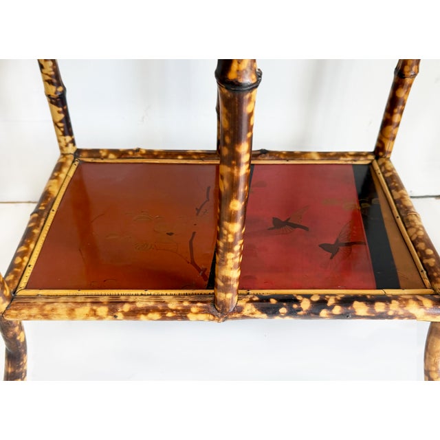 Wood Antique Chinoiserie English Tortoiseshell Bamboo Etagere Display For Sale - Image 7 of 9