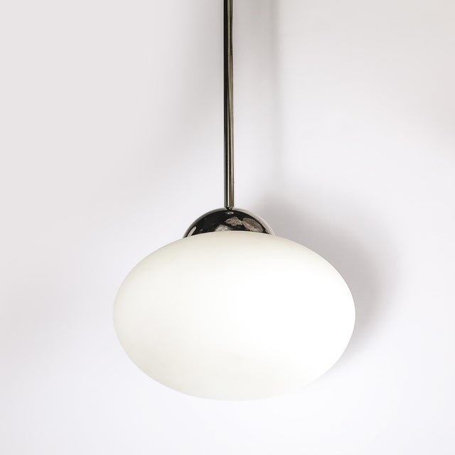 Modernist Hand-Blown Murano Frosted Globe Pendant Chandelier W/ Chrome Fittings For Sale - Image 11 of 14