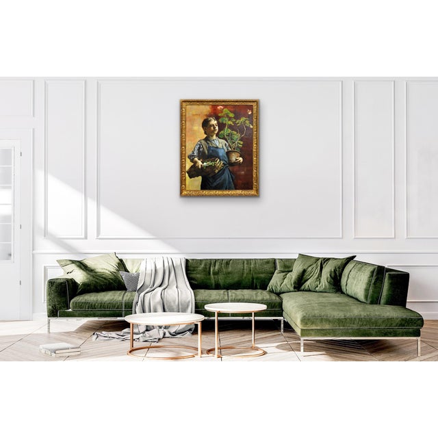 Francois Gailliard, Le Petit Jardinier with Geraniums, 1887, Oil on Canvas For Sale - Image 17 of 18