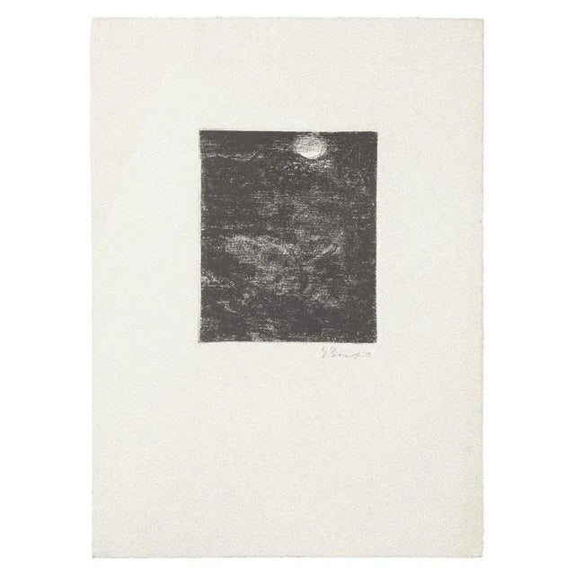 The Full Moon is an original etching and drypoint print on paper realized by Gian Paolo Berto. Good conditions, except for...
