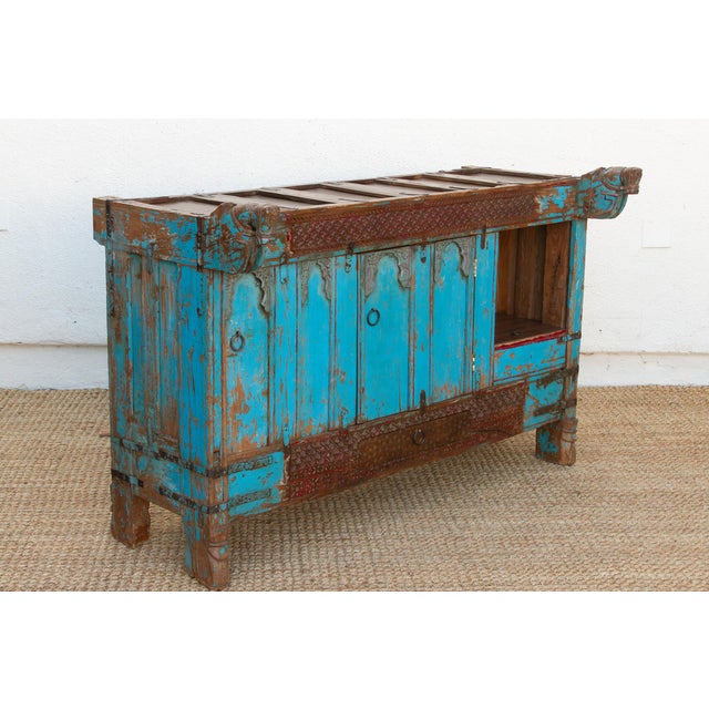 Antique Turquoise Blue Damachiya Cabinet For Sale - Image 17 of 18