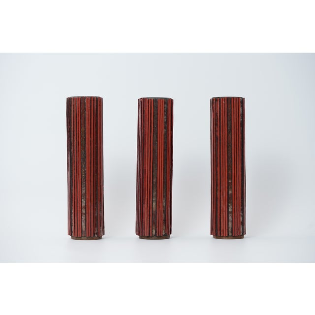 Mid-Century Modern Pottery Mosaik Red Vases from Ritter, 1960s, Set of 3 For Sale - Image 6 of 16