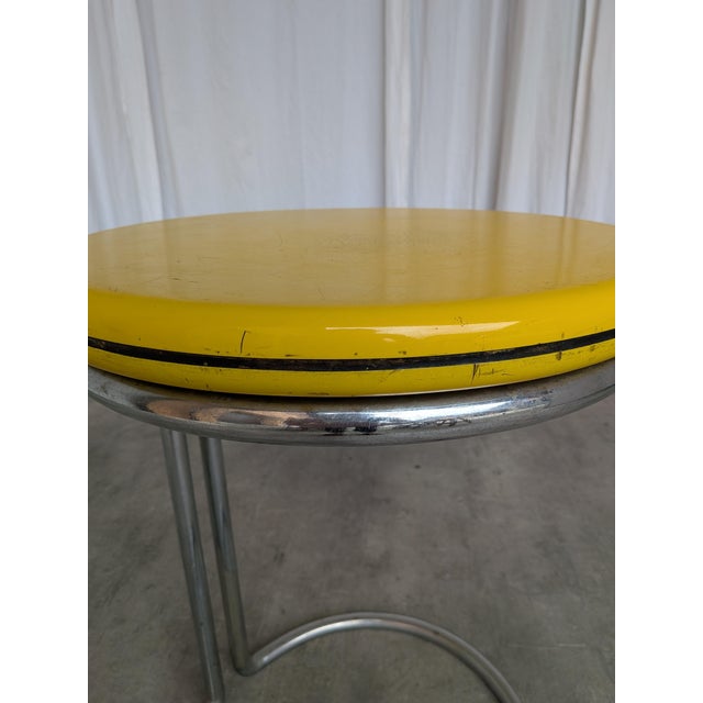 Metal Vintage Bauhaus Yellow Bar Table in Chrome, 1970s For Sale - Image 7 of 18