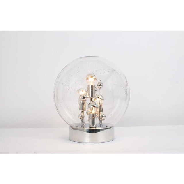 Glass Large Sputnik Ball Table Lamp attributed to Doria Leuchten, Germany, 1970s For Sale - Image 7 of 9
