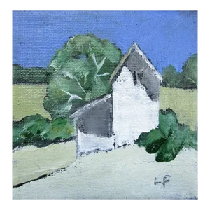 Miniature White Santa Rosa Farm Art 4x4 Lynne French California Landscape