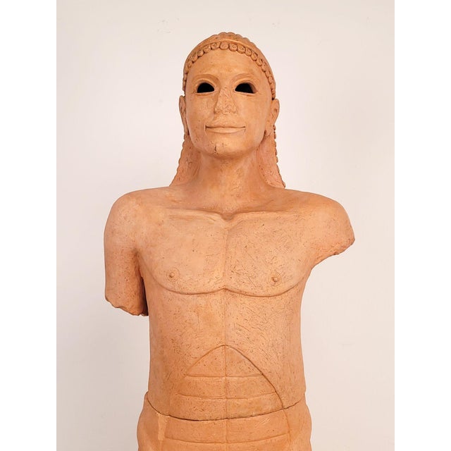 Figurative 1970s Pottery Statue of a Koros on Later Stand, California Circa 1975 For Sale - Image 3 of 10