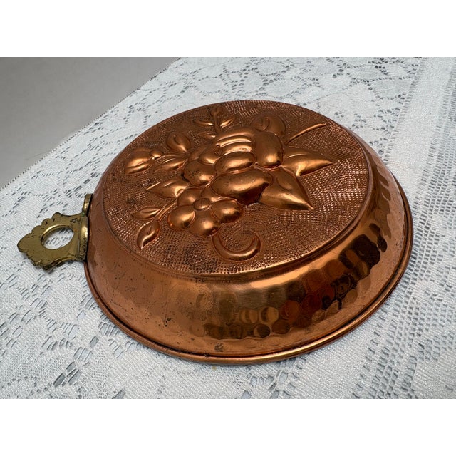 Copper Vintage Hammered Copper Rose Pattern Jello Mold For Sale - Image 8 of 9