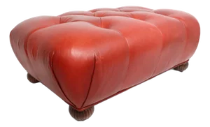 Vintage Walter E Smithe Tufted Red Leather Ottoman