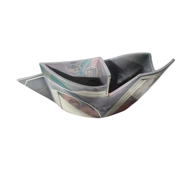 Late 20th Century Huge Signed Hubert Sculptural Ceramic Vessel – Postmodern Geometric Studio Art Pottery (26”) For Sale - Image 6 of 10