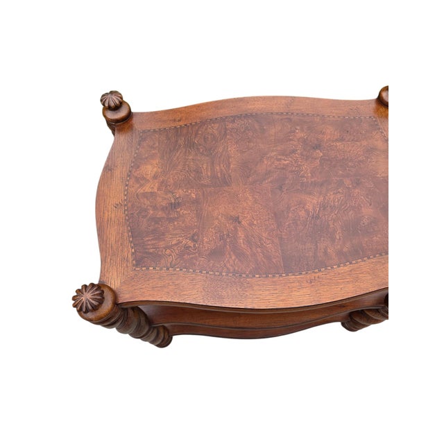 Thomasville 1990s Thomasville British Gentry End Table Burlwood Top End Table 3 Tier Barley Twist For Sale - Image 4 of 11