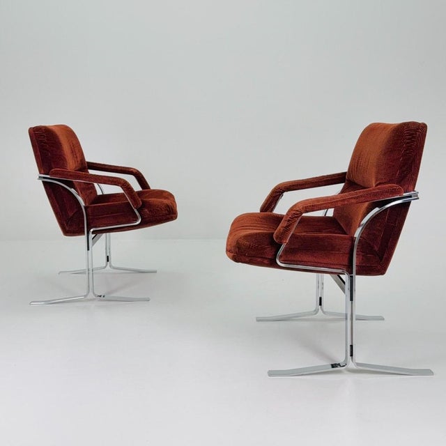 Mid-Century Modern Italian Lounge Chair in Brown Velvet and Cast Chrome, 1980s For Sale - Image 11 of 11