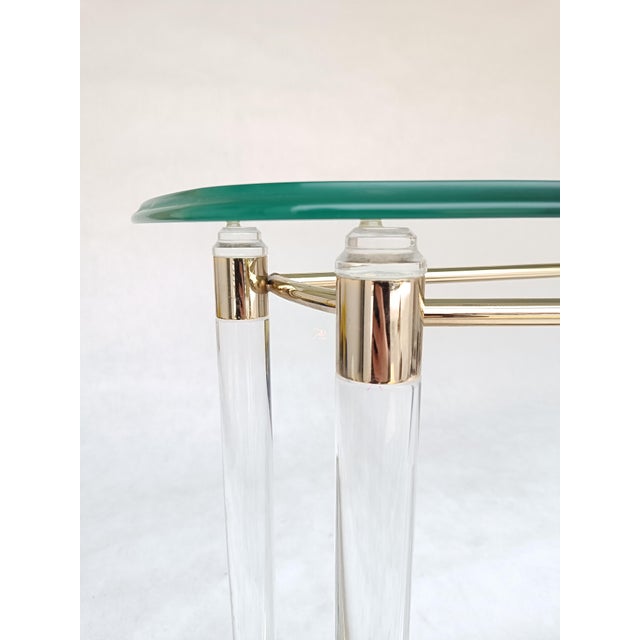 Console Table in Acrylic and Glass with Gold Metal, 1980s For Sale - Image 6 of 10