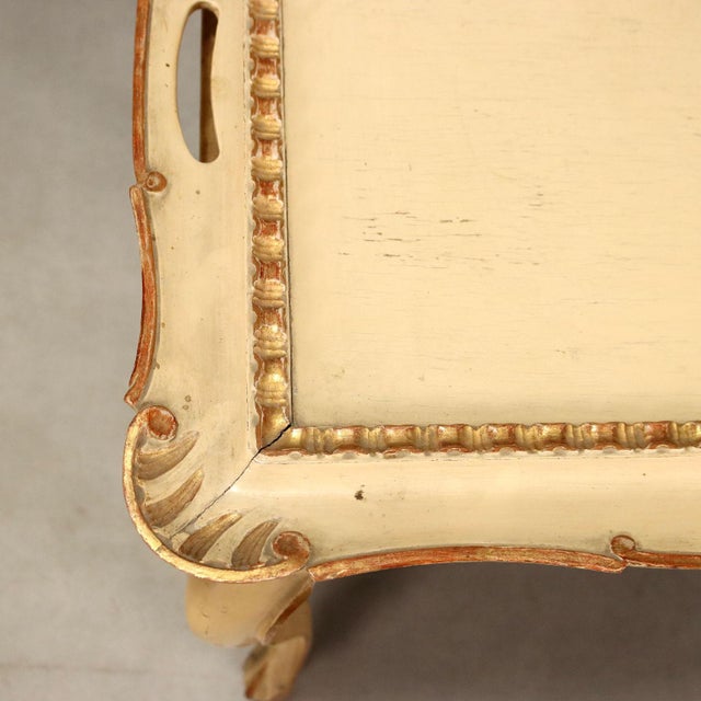Wood Small Antique Carved Lacquered Beech Table, Italy, 19th Century For Sale - Image 7 of 10