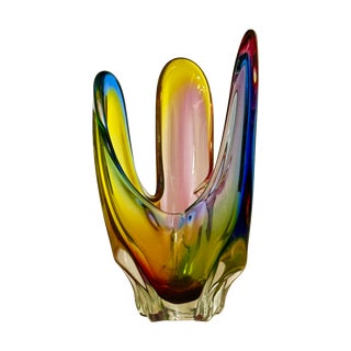 Vintage Japanese Murano Art Glass Vase by Kamei Osaka For Sale