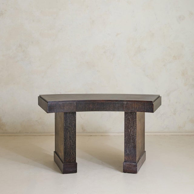 French Brown Cerused Oak Desk, 1940s For Sale - Image 4 of 11