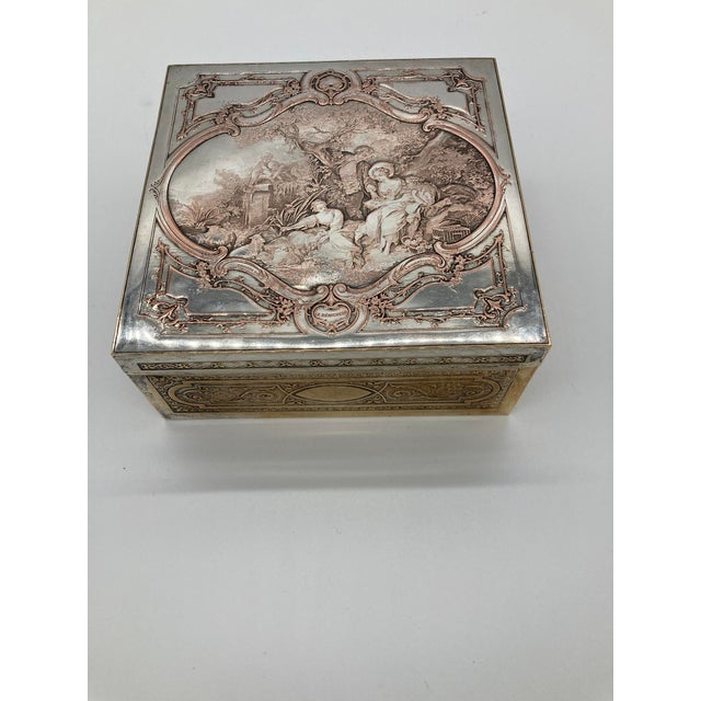 This is a beautiful Antique silvered copper French Jewellery Casket, engraved by by the famous French engraver B.Wicker,...