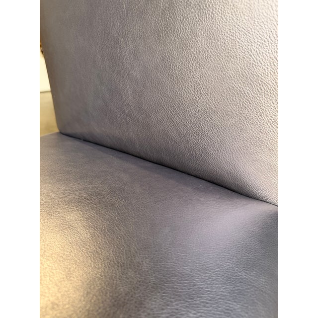 Early 21st Century Artistic Frame Metallic Indigo Leather Counter Stool For Sale - Image 5 of 6