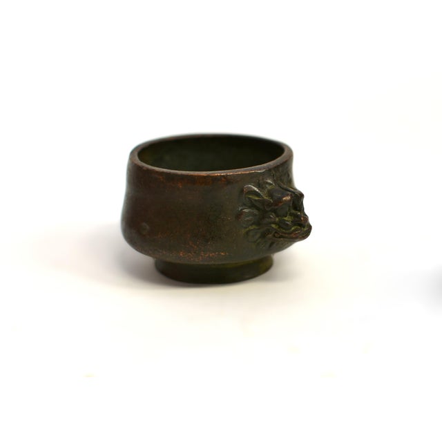 4 Antique Chinese Solid Bronze Mini Censers Incense Burners For Sale - Image 10 of 18