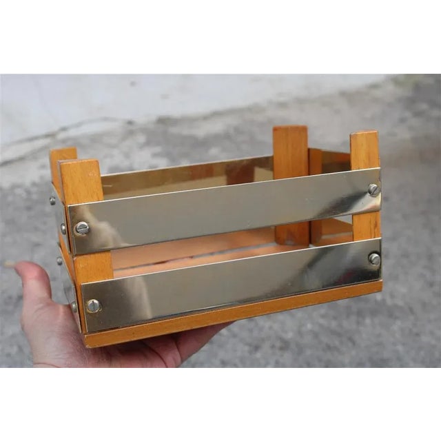 1970s Italian Wood & Brass Wastepaper Bin, 1970s For Sale - Image 5 of 7