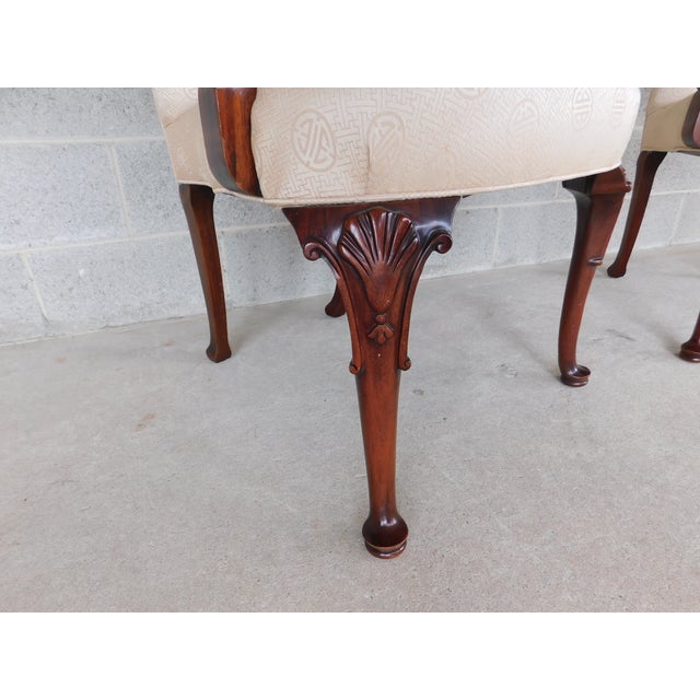 Southwood Georgian Queen Anne Style Fireside Accent Arm Chairs - a Pair Good Pre Owned Condition, original upholstery Back...