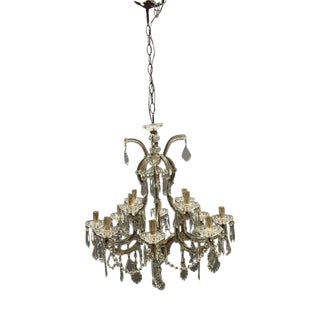 Large Vintage Crystal Maria Theresa Chandelier, 1950s For Sale